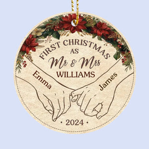 First Christmas As - Couple Personalized Custom Leather Ornament - Christmas Gift For Husband Wife, Anniversary, First Christmas