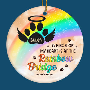 I Wish The Rainbow Bridge Had Visiting Hours - Memorial Personalized Custom Ornament - Ceramic Round Shaped - Sympathy Gift, Christmas Gift For Pet Owners, Pet Lovers