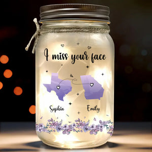 Distance Means Little When Someone Means So Much - Bestie Personalized Custom Mason Jar Light - Gift For Best Friends, BFF, Sisters