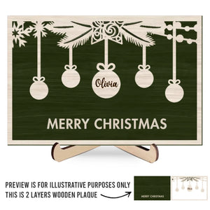 Family Is The Joy Of Christmas - Family Personalized Custom 2-Layered Wooden Plaque With Stand - Christmas Gift For Family Members