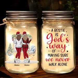 There's No Greater Joy Than Being In The Presence Of Friends - Bestie Personalized Custom Mason Jar Light - Christmas Gift For Best Friends, BFF, Sisters