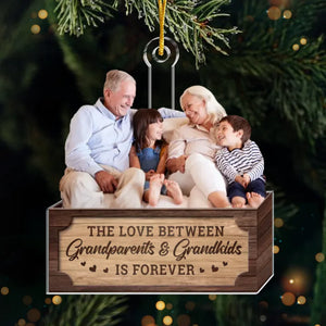 Custom Photo The Love Between Grandparents And Grandkids Is Forever - Family Personalized Custom Ornament - Acrylic Custom Shaped - Christmas Gift For Grandma, Grandpa