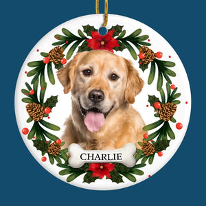 Custom Photo Christmas Cheer And Lots Of Fun With My Fur Baby - Dog & Cat Personalized Custom Ornament - Ceramic Round Shaped - Christmas Gift For Pet Owners, Pet Lovers