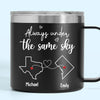 You And I Are Always Under The Same Sky - Couple Personalized Custom 14oz Stainless Steel Tumbler With Handle - Gift For Husband Wife, Anniversary