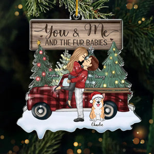 Thanks Fur The Christmas Memories - Couple Personalized Custom Ornament - Acrylic Custom Shaped - Christmas Gift For Husband Wife, Anniversary, Pet Owners, Pet Lovers