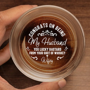 Congrats On Being My Boyfriend - Couple Personalized Custom Whiskey Glass - Gift For Husband Wife, Anniversary