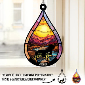 At The Rainbow Bridge, Wrapped In Eternal Warmth - Memorial Personalized Window Hanging Suncatcher Ornament - Sympathy Gift For Pet Owners, Pet Lovers