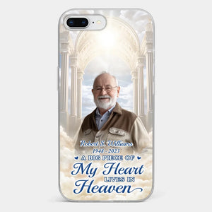 Custom Photo A Big Piece Of My Heart Lives In Heaven - Memorial Personalized Custom Clear Phone Case - Sympathy Gift For Family Members