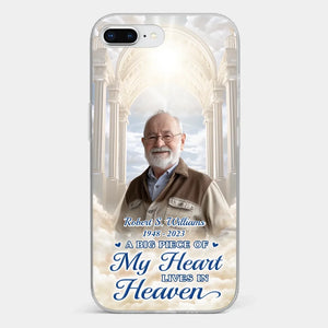 Custom Photo A Big Piece Of My Heart Lives In Heaven - Memorial Personalized Custom Clear Phone Case - Sympathy Gift For Family Members