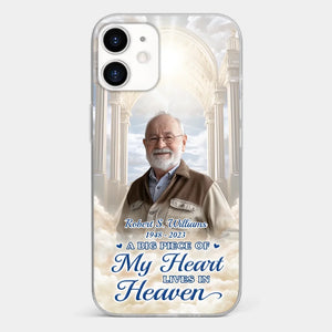 Custom Photo A Big Piece Of My Heart Lives In Heaven - Memorial Personalized Custom Clear Phone Case - Sympathy Gift For Family Members