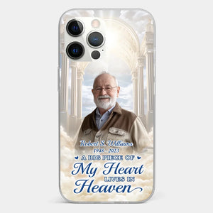 Custom Photo A Big Piece Of My Heart Lives In Heaven - Memorial Personalized Custom Clear Phone Case - Sympathy Gift For Family Members