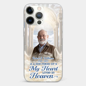 Custom Photo A Big Piece Of My Heart Lives In Heaven - Memorial Personalized Custom Clear Phone Case - Sympathy Gift For Family Members