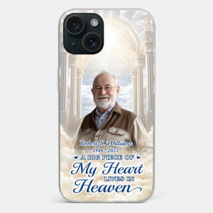 Custom Photo A Big Piece Of My Heart Lives In Heaven - Memorial Personalized Custom Clear Phone Case - Sympathy Gift For Family Members