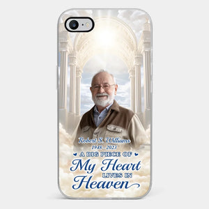 Custom Photo A Big Piece Of My Heart Lives In Heaven - Memorial Personalized Custom Clear Phone Case - Sympathy Gift For Family Members