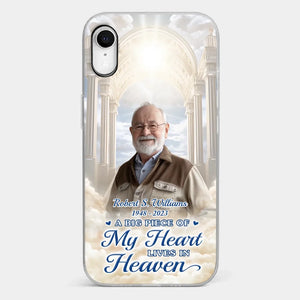 Custom Photo A Big Piece Of My Heart Lives In Heaven - Memorial Personalized Custom Clear Phone Case - Sympathy Gift For Family Members