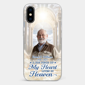 Custom Photo A Big Piece Of My Heart Lives In Heaven - Memorial Personalized Custom Clear Phone Case - Sympathy Gift For Family Members