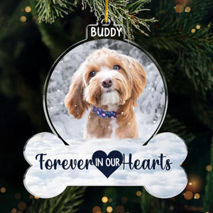 Custom Photo No Longer By Our Side But Forever In Our Hearts - Memorial Personalized Custom Ornament - Acrylic Custom Shaped - Sympathy Gift, Christmas Gift For Pet Owners, Pet Lovers