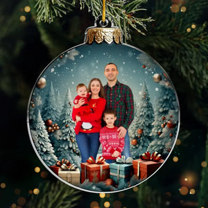 Custom Photo Family Is The True Meaning Of Christmas - Family Personalized Custom Ornament - Acrylic Custom Shaped - Christmas Gift For Family Members