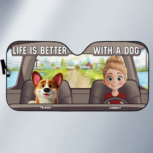 Wherever Our Fur Mom Goes, We’re Always Along For The Ride - Dog Personalized Custom Auto Windshield Sunshade, Car Window Protector - Gift For Pet Owners, Pet Lovers