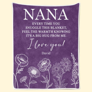 A Big Hug From Me - Family Personalized Custom Blanket - Mother's Day, Gift For Mom, Grandma