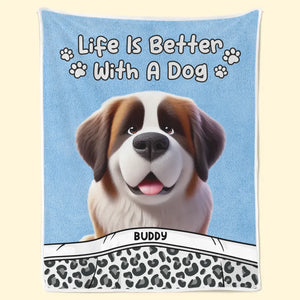 Happiness Is A Wet Nose And A Wagging Tail - Dog Personalized Custom Blanket - Gift For Pet Owners, Pet Lovers