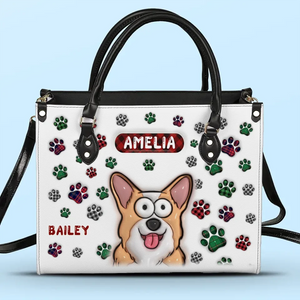 Furever Friends - Dog & Cat Personalized Custom 3D Inflated Effect Printed Leather Handbag - Gift For Pet Owners, Pet Lovers