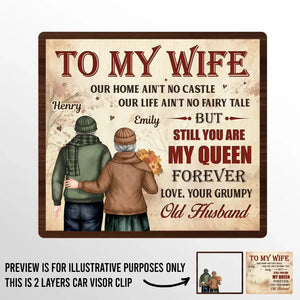 You’ll Always Be My Queen - Couple Personalized Custom Car Visor Clip - Gift For Husband Wife, Anniversary