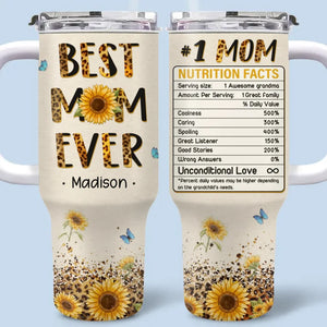 My Grandma, My Hero - Family Personalized Custom 40 Oz Stainless Steel Tumbler With Handle - Gift For Mom, Grandma