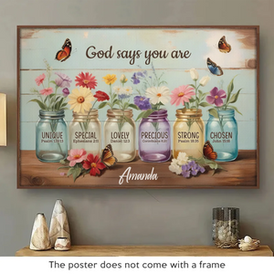 God Says You Are - Family Personalized Custom Horizontal Poster - Gift For Yourself, Best Friends, Siblings, Family Members