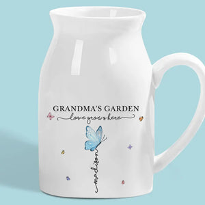 Love Grows Best In Grandma’s Garden - Family Personalized Custom Home Decor Flower Vase - House Warming Gift For Mom, Grandma