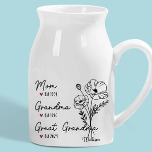 Every Bloom Whispers The Love Of A Grandmother’s Heart - Family Personalized Custom Home Decor Flower Vase - House Warming Gift For Mom, Grandma