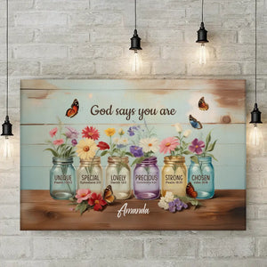 God Says You Are - Family Personalized Custom Horizontal Canvas - Gift For Yourself, Best Friends, Siblings, Family Members