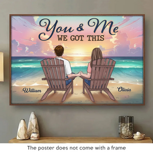 Our Hearts Beat As One - Couple Personalized Custom Horizontal Poster - Gift For Husband Wife, Anniversary