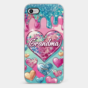 A Grandmother’s Heart Holds Forever Love - Family Personalized Custom 3D Inflated Effect Printed Clear Phone Case - Gift For Mom, Grandma