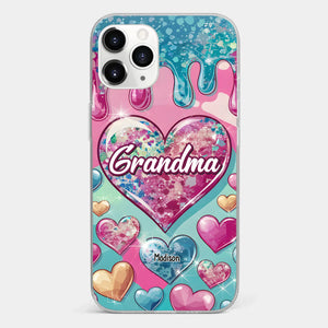 A Grandmother’s Heart Holds Forever Love - Family Personalized Custom 3D Inflated Effect Printed Clear Phone Case - Gift For Mom, Grandma