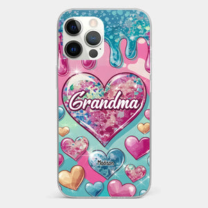 A Grandmother’s Heart Holds Forever Love - Family Personalized Custom 3D Inflated Effect Printed Clear Phone Case - Gift For Mom, Grandma