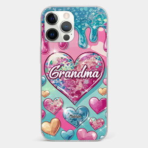 A Grandmother’s Heart Holds Forever Love - Family Personalized Custom 3D Inflated Effect Printed Clear Phone Case - Gift For Mom, Grandma