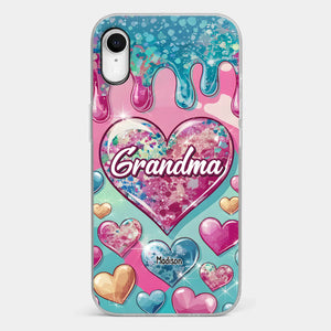 A Grandmother’s Heart Holds Forever Love - Family Personalized Custom 3D Inflated Effect Printed Clear Phone Case - Gift For Mom, Grandma