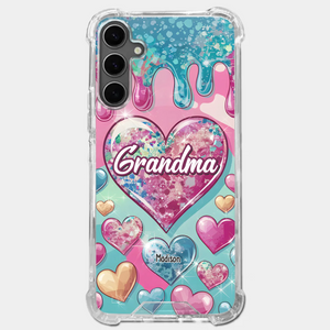 A Grandmother’s Heart Holds Forever Love - Family Personalized Custom 3D Inflated Effect Printed Clear Phone Case - Gift For Mom, Grandma