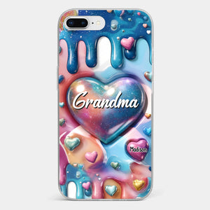 The Love For Grandkids Fills Your Heart Endlessly - Family Personalized Custom 3D Inflated Effect Printed Clear Phone Case - Gift For Mom, Grandma