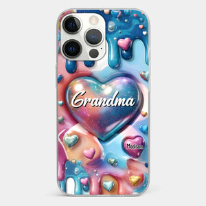 The Love For Grandkids Fills Your Heart Endlessly - Family Personalized Custom 3D Inflated Effect Printed Clear Phone Case - Gift For Mom, Grandma