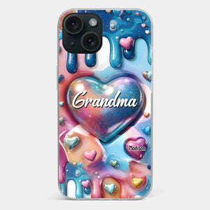 The Love For Grandkids Fills Your Heart Endlessly - Family Personalized Custom 3D Inflated Effect Printed Clear Phone Case - Gift For Mom, Grandma