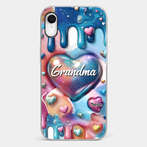 The Love For Grandkids Fills Your Heart Endlessly - Family Personalized Custom 3D Inflated Effect Printed Clear Phone Case - Gift For Mom, Grandma