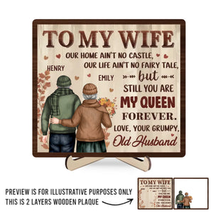 You Are My Queen - Couple Personalized Custom 2-Layered Wooden Plaque With Stand - Gift For Husband Wife, Anniversary