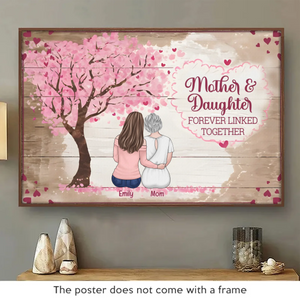 Linked By Love, Forever And Always - Family Personalized Custom Horizontal Poster - Gift For Mom