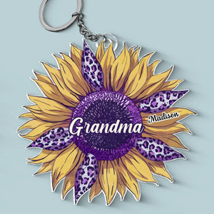 Grandmas Fill Our Hearts With Love - Family Personalized Custom Shaped Acrylic Keychain - Gift For Mom, Grandma