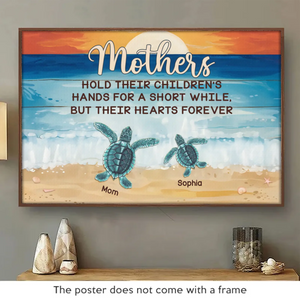 Mama Turtle And Her Hatchlings, Forever Traveling Together - Family Personalized Custom Horizontal Poster - Gift For Mom