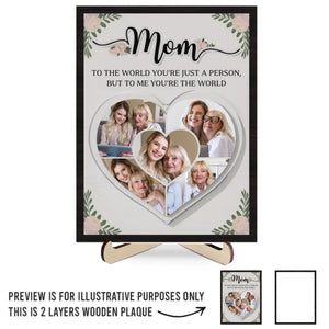 Custom Photo I See My World In Your Eyes - Family Personalized Custom 2-Layered Wooden Plaque With Stand - Gift For Mom, Daughter