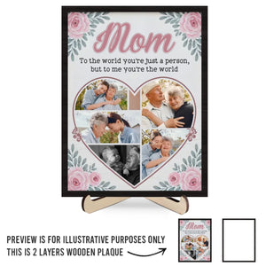 Custom Photo Our Love For You Knows No Bounds
 - Family Personalized Custom 2-Layered Wooden Plaque With Stand - Gift For Mom, Daughter