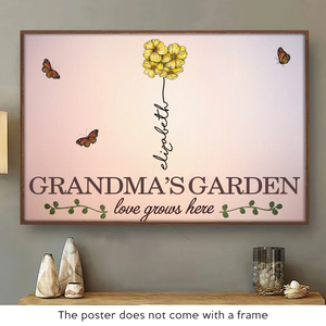 When Love Grows Here - Family Personalized Custom Horizontal Poster - Gift For Mom, Grandma